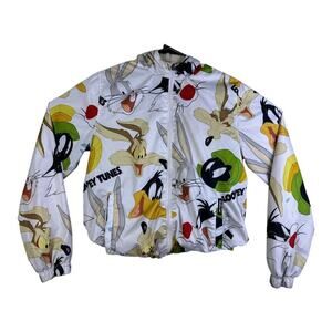 Members Only LOONEY TUNES Jacket Kids Size 18 White Mesh Lining Windbreaker Coat